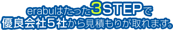 erabuはたった３STEPで太陽光発電優良会社5社から見積りが取れます。